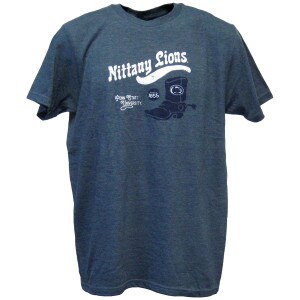heather blue short sleeve t-shirt throwback PSU Nittany Lions boot graphic